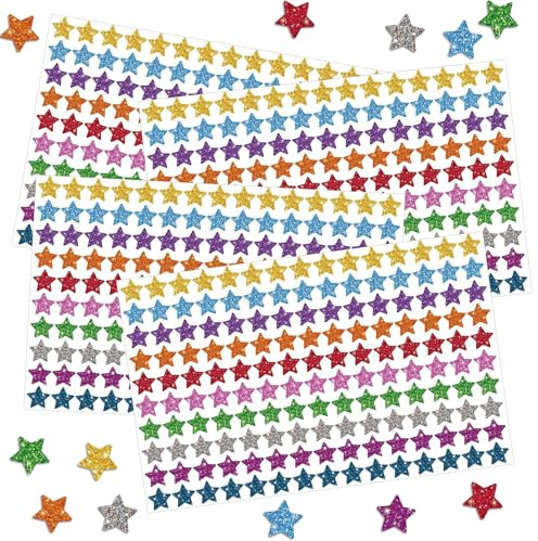 3000 Stück Glitzer Sterne Sticker,10 Farben Weihnachten Kinder 10mm Stern Aufkleber, Glitzer Laser Belohnungssticker für Kalende DIY Weihnachtsdeko