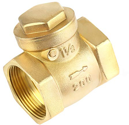 Emoshayoga Clapet Anti-retour en Laiton à Balançoire DN40, Débit D'eau 232PSI pour Connexions de Plomberie, Jaune 8,5x7cm