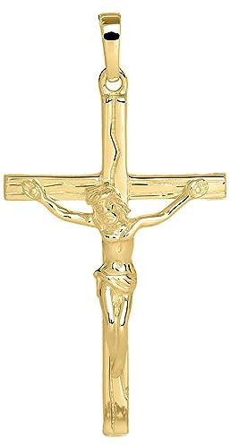 My Gold Herren Kreuz Anhänger Gold 585 (Ohne Kette) Echtes Gelbgold (14 Karat) 20mm x 38mm Inri Jesuskreuz Jesus Monaco V0010539
