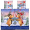 Leonado Vicenti Warme Thermofleece Bettwäsche 4 teilig 135x200 cm Blau Rentiere Tannen Schnee Herz Partnerbettwäsche Winter mit Reißverschluss