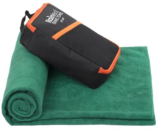 Rainleaf Microfiber Travel Towel Quick Dry Swimming Towel Ultra-Compact,Super Absorbent,Washcloths for Bathroom, Shower,Camping,Backpacking-Dark Green 30x50