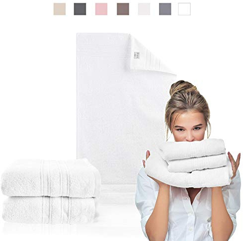 sei Design Frottee Duschtücher-Set Aqua Fibro | 2er-Pack | 100% Ägäis Baumwolle, 70 x 140, Weiß
