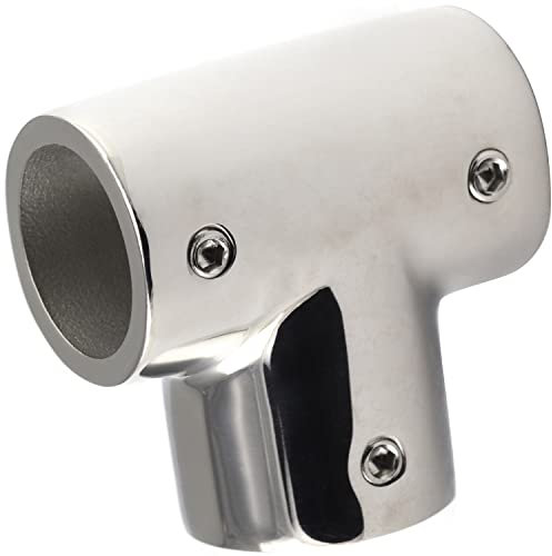 OPIOL QUALITY® Reling T-Stück 90° 22mm aus Edelstahl A4 V4A (2 Stück) Verbinder Relingsbeschlag Verdeckbeschlag Halterung Handlauf Kleiderschrank Rohrverbinder Reling Eckig