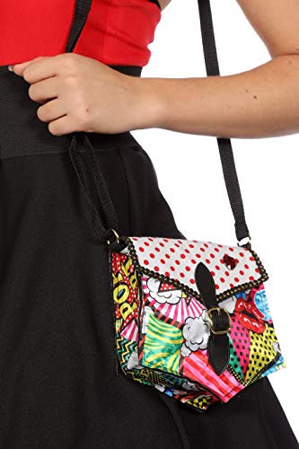 narrenkiste W48936 bunt Damen Disco-Party Tasche Pop-Art mit Schnalle Umhängetasche