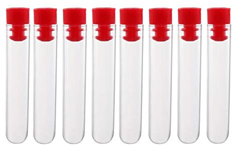 sourcing map 30Stk Reagenzglas Kunststoff mit Kappe Polystyrol Mini Reagenzgläser für Perlen Proben Labor 12x60mm Rot