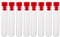 sourcing map 30Stk Reagenzglas Kunststoff mit Kappe Polystyrol Mini Reagenzgläser für Perlen Proben Labor 12x60mm Rot