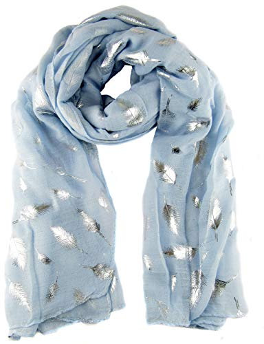 Folulard Schal Feder silber Einheitsgröße 70 x 180 cm, 30% Baumwolle, 70% Viskose (Blau)