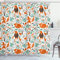 ABAKUHAUS Fuchs Duschvorhang, lustige Garten, Stoffliches Gewebe Badezimmerdekorationsset mit Haken, 175 x 240 cm, Türkis Orange Braun