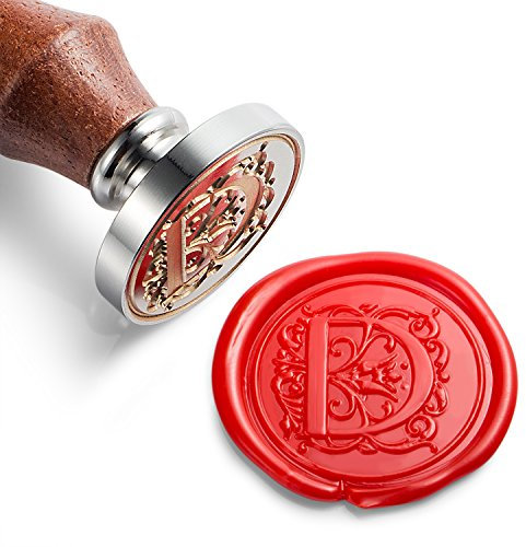 Mceal Wachssiegelstempel, Silberner Messingkopf mit Holzgriff, königlicher Buchstabe A bis Z (Buchstabe D)