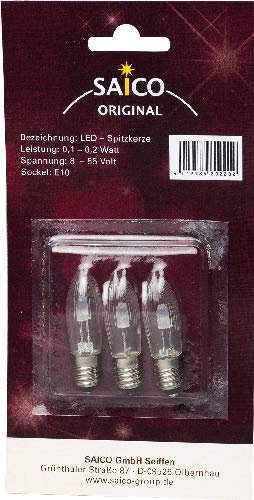 Rudolphs Schatzkiste Ersatzlampe/Riffelkerze für 20-flammige Lichterbögen/Ketten, E10 Fassung 12V,3W,3er-Blister NEU Birnen Schwibbogen Lichterbogen Leuchterbogen