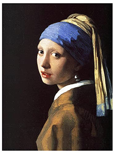 Legendarte - Kunstdruck auf Leinwand - Das Mädchen mit den Perlenohrgehänge Jan Vermeer - Wanddeko, Canvas cm. 50x70