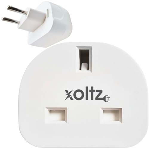 Xoltz UK to Europe Plug Adaptor - 1 Pack Travel Socket Converter UK to EU Plug Adapter European Euro Countries Germany, France, Italy, Portugal, Spain, Turkey Including Brazil, Type C E F