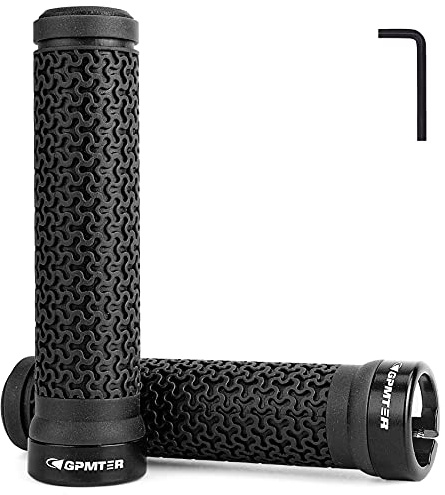 GPMTER Bike Handlebar Grips, Single Lock-on Bicycle Grips Handle Bar End Holding Locking for BMX, Mountain, MTB, Cruiser, Folding Bike, Soft Non-Slip-Rubber Rubber Hand Grip Black