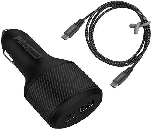 Pro User 2-Fach-USB Car Charger 108W (112.5W SCP) im Set: Auto Ladegerät mit 90W USB-C PD und USB-A Fast Charge + 100W USB C Kabel 100cm; für 12V/ 24V - PKW/LKW/Wohnmobil, lädt Handy, Tablet, Laptop