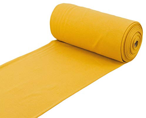 Baumwoll - Bündchenstoff Uni einfarbig ocker gelb - Meterware ab 25 cm x 70 cm Schlauchware - Stoff zum Nähen