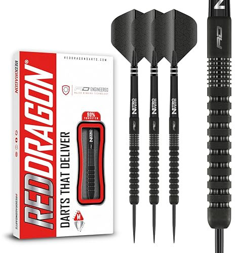 RED DRAGON Phantom - 24 gram Tungsten Professional Darts Set with Flights and Nitrotech Shafts (Stems)