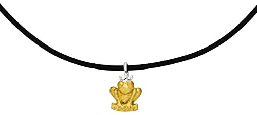 König Frosch Anhänger Goldschmiedearbeit (Sterling Silber 925) komplett mit verstellbarem Kautschuk Collier