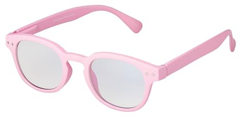 UltraByEasyPeasyStore Ultra Kids Blue Light Blocking Glasses for Gaming & Computer Screens - Anti Eye Strain, UV Protection, Clear Lens, Ages 3-8 - Powder Pink Horn Rimmed