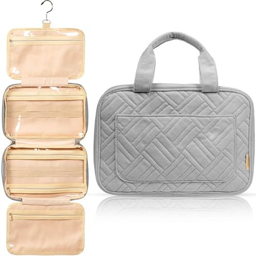 BOACAY Trousse de Toilette Femme, Fille, Enfant, Sac de Voyage Cosmétique à Suspendre, Vanity Souple et Pliable pour la Douche ou Maquillage