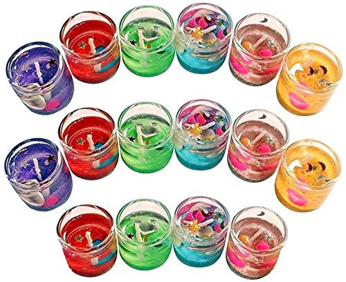 TreegoArt Mehrfarbige, rauchfreie, verzierte Mini-Kerzen aus Glas, Gelee-Gel, kleine Kerzen für Zuhause, Diwali-Dekoration, Geburtstage, Partys, 20 Stück