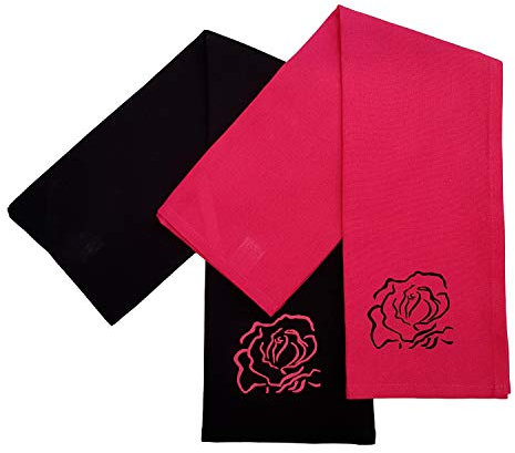 Ragged Rose Tracy Geschirrtücher, Baumwolle, pink/schwarz, 50x70 cm, 2