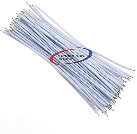 Reland Sun 100PCS 24AWG 10CM Tin-Plated Breadboard PCB Solder Cable Fly Jumper Wire Cable 1007-24AWG Tin Conductor Wires Electrical Wires (White)