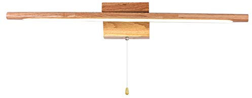 ACMHNC Holz Spiegelleuchte Bad Mit Zugschalter, IP44 LED Badlampe Spiegellampe Badezimmer, 10W Rustikal Holz Wandleuchte Innen Mit Schalter,750Lm, 55cm Schminklicht Für Spiegel Schminktisch,3000k