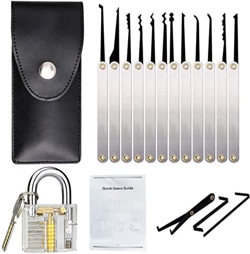 GLLBTPT 17pcs Black Tool Handbag Professional Household Set Kit Lock Pick Set Home Gate-Locks, Silver (KSTZ01)