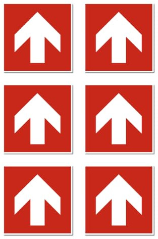 Richtungspfeil Brandschutzzeichen: Oben, Unten, Rechts, Links - DIN EN ISO 7010 / ASR A1.3 - Aufkleber: 5 cm, 6 Stück