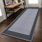 Rugs Shop Door Mats Indoor Non Slip Mat Carpet Runners for Hallways Geometrical Border Low Profile Washable Runner Rug for Kitchen, Front Door Hall Hallways Living Room (80 x 300 cm, Grey Black)