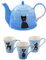 teemando® - Set Kanne Filou Keramik mit Goldauflage, 1,5 l + Becher Filou Keramik, 3-fach mit Goldauflage, 0,25 l