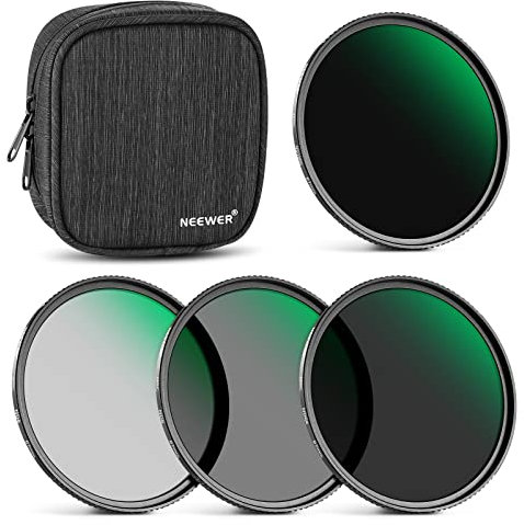 NEEWER 67mm Fixed ND Filter Set ND1000 ND64 ND8 ND4 Graufilter 30 lagige Nanobeschichtungen/optisches HD Glas/ultradünn/wasserabweisend/Kratzfest/wasserdichte Filtertasche Neutraldichtefiltersatz
