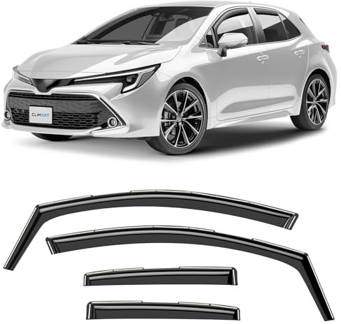 CLIM ART Windabweiser für/kompatible mit Toyota Corolla Schrägheck 2018-2025 -Integrierte Regenabweiser - Autofenster Sonnen-&Regenschutz - Windabweiser Autofenster - Einfache Montage - Garantie 4 Set