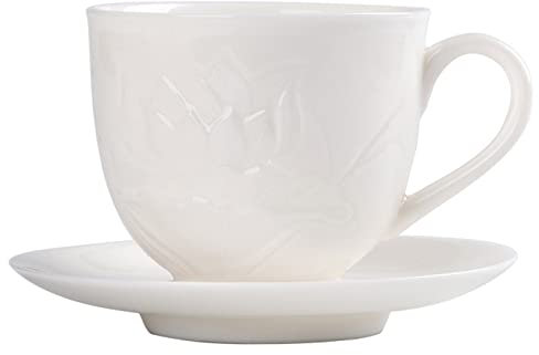 Set di Tazze da tè Porcellana per Tea Party Colazione Casa Cucina tè pomeridiano Succo di Frutta e Acqua Bevande Tazza Regalo per Compleanno,Bianca