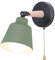 iDEGU Wandleuchte Innen Retro Wandlampe aus Holz und Metall mit Schalter Verstellbar Wandspot Moderne Wandleuchte für Schlafzimmer Flur Eingang Wohnzimmer (Matt Olivgrün)