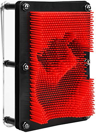 3D Pin Art, 3D Nail Board Clone Pin Art Sculpture Pin Toy Tableau à Clous Pinart Tableau Pinpressions Sculptures clous 3D Métal pin Art esprit créatif détente pour Enfants Adultes (rouge moyen)