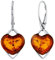SILVEGO Damen Ohrringe aus 925 Sterling Silber mit echtem Bernstein Herz