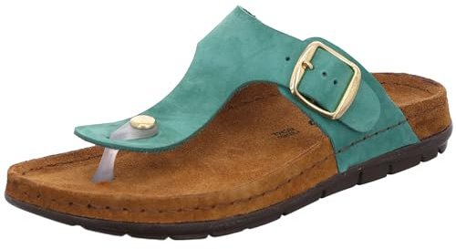 Rohde Damen Zehentrenner Pantolette Leder Rodigo-D 5860, Größe:38 EU, Farbe:Türkis