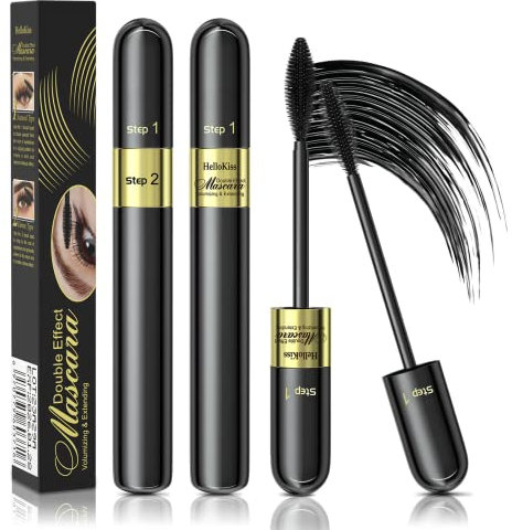 Wimperntusche, 4D Seidenfaser wasserdichte, Natürliche und False Lash Look Verlängerung, Volumen Eyelash Mascara Wasserdicht Langlebig Natürlich, Extra Lange Wimpern-Wimperntusche und Dick