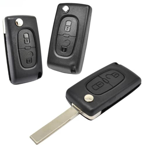 Coque de clé télécommande Voiture pour Peugeot 107 207 307 308 407 408 807 3008 5008 Expert Partner et Citroen C2 C3 C4 C5 C6 C8 Berlingo Jumpy (CE0523 avec Lame)