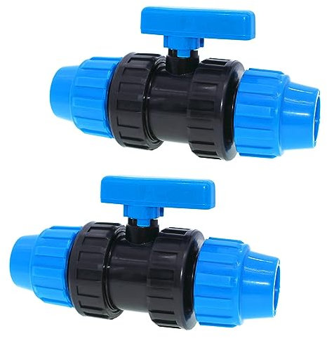 Ysislybin PP Klemmverschraubung Kugelhahn 32mm PE Rohr, 2 Stück, Hochwertiges PP-Material, UV-beständig, 10 bar Druckfestigkeit, Ideal für Bewässerungssysteme