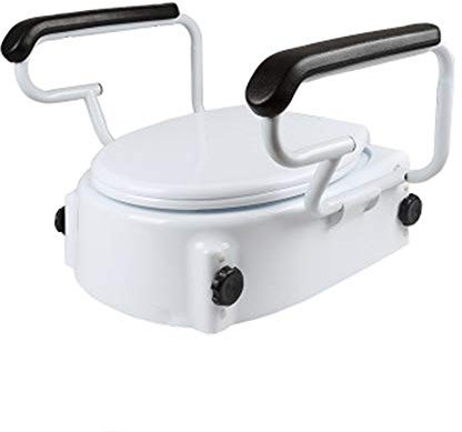 GCCSSBXF Raised Toilet Seat with Armrest and Cover - Portable Disabled and Elderly Auxiliary Seat with Handles