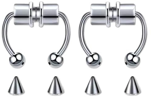 Ozmw 2 Stücke Magnetischer Septum Nasenring, Hufeisenring für Damen Mann, Wiederverwendbar