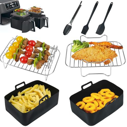 BYKITCHEN Air Fryer Accessories for Ninja Flexi Drawer AF500UK 10.4L/ 9.5L AF400UK / AF451UK / Tower 9L /Instant Vortex/Salter, Including Silicone Liner & Racks etc Air Fryer Dual Accessories