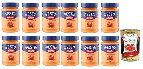 Italian Gourmet Bundle Pesto alla Calabrese 12x 190g + Italian Gourmet Polpa – Cremiges italienisches Pesto mit Paprika, Ricotta & Chili, glutenfreie Pastasauce, würzige italienische Sauce