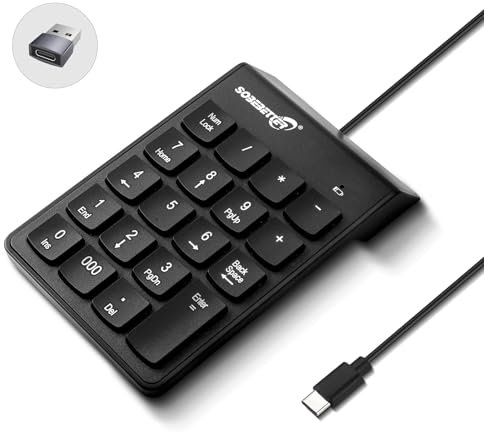 Ruarby Filo 19 Tasti Con Filo Meccanico Tastierino Numerico Tipo C/USB Notebook Esterno Notebook Numero Tastiera Keylines Separazione Tipo C/Tastiera USB