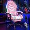 ALFORDSON Gaming-Stuhl, Bürostuhl, Drehstuhl, großer Stuhl, 8-Punkt-Massage, 12-Farben-RGB-LED-Licht, ergonomisch, mit Fußstütze, Kopfstütze und Lendenkissen, Rosa und Weiss