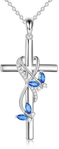 Dishowme Kristall Schmetterling Kreuz Halskette Libelle Infinity Anhänger Halskette Strass Herz Insekt christliches Kruzifix Schmuck für Frauen Mädchen (Silber A)