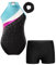 Yruioon Mädchen Turnanzug Glitzer Ärmellos Gymnastik Leotard mit kurze Hose Haarband Kinder Gymnastikanzug Turnen Trikot Tanzkostüm Aa Blau See&Schwarz 134-140
