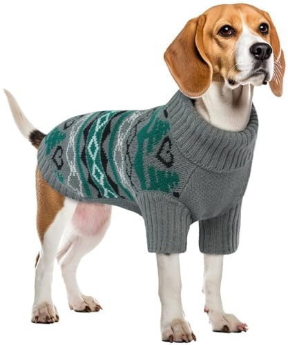 Hundemantel Weihnachten, Hundejacke Winter Weihnachten Mantel Hund Weihnachten Dog Sweater Hundeanzug Winter(Grau, L)
